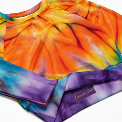Tie-dye print long-sleeve crop top for women
