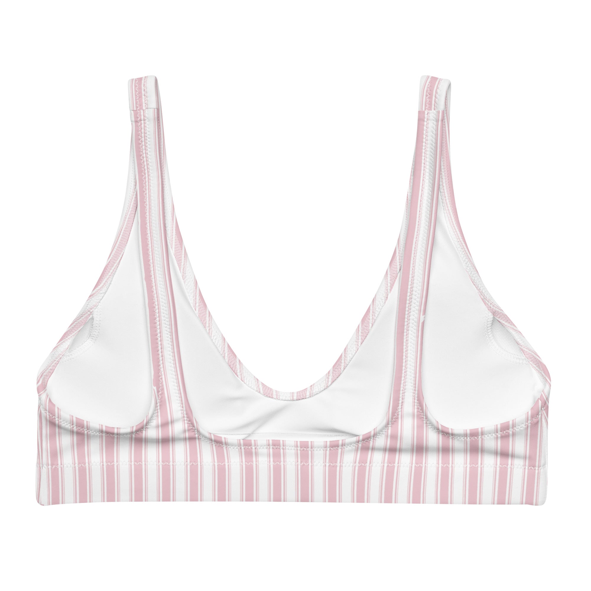 Crafted from high-quality, durable materials, this bikini top features vertical stripes that elongate the torso and create a flattering silhouette. 