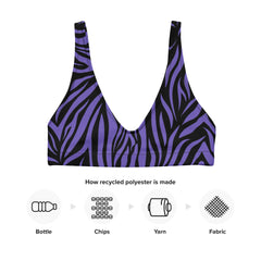 Designed for the fashion-forward beachgoer, this bikini top features a trendy zebra print in a beautiful shade of blue, adding a touch of wildness to your poolside or beach ensemble. 