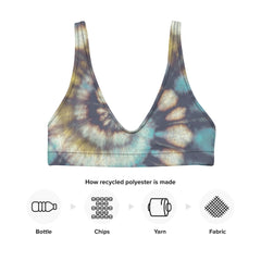 Crafted with meticulous attention to detail, this bikini top features a captivating tie-dye print that adds a playful and stylish touch to your beach or poolside look. 