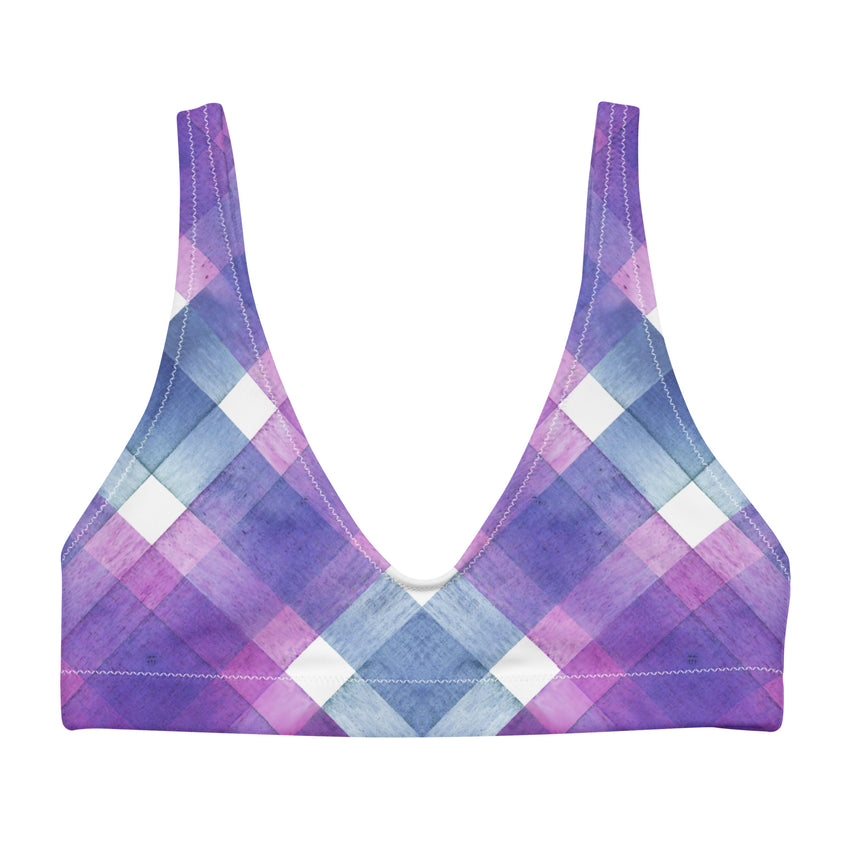 Plaid Pattern Bikini Tops for women! Designed to elevate your beach or poolside style, these bikini tops combine classic plaid patterns with a modern twist.