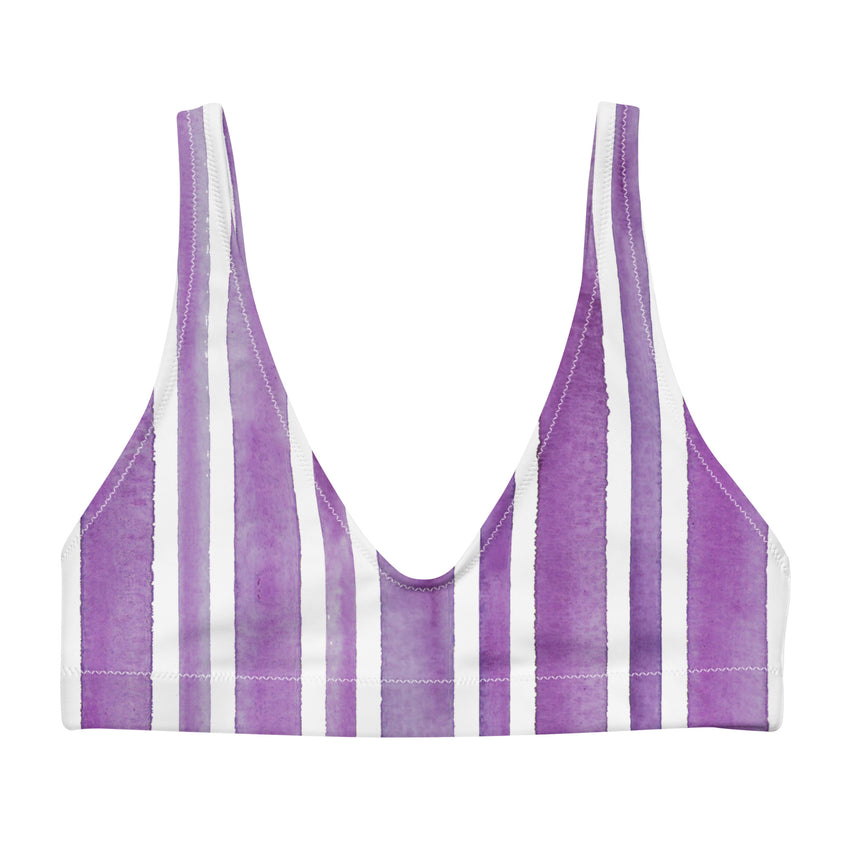 Purple Stripes Bikini Tops for women, designed to add a vibrant touch to your beach or poolside ensemble. 