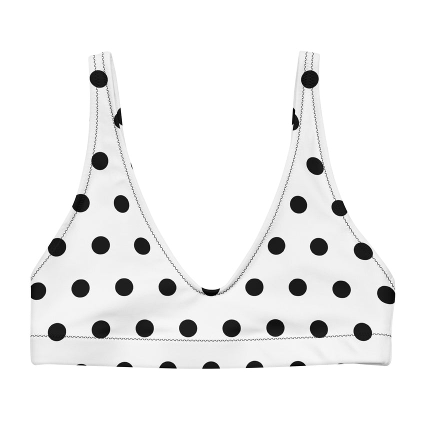 Black polka dot bikini top for women, a timeless and stylish addition to your swimwear collection. 