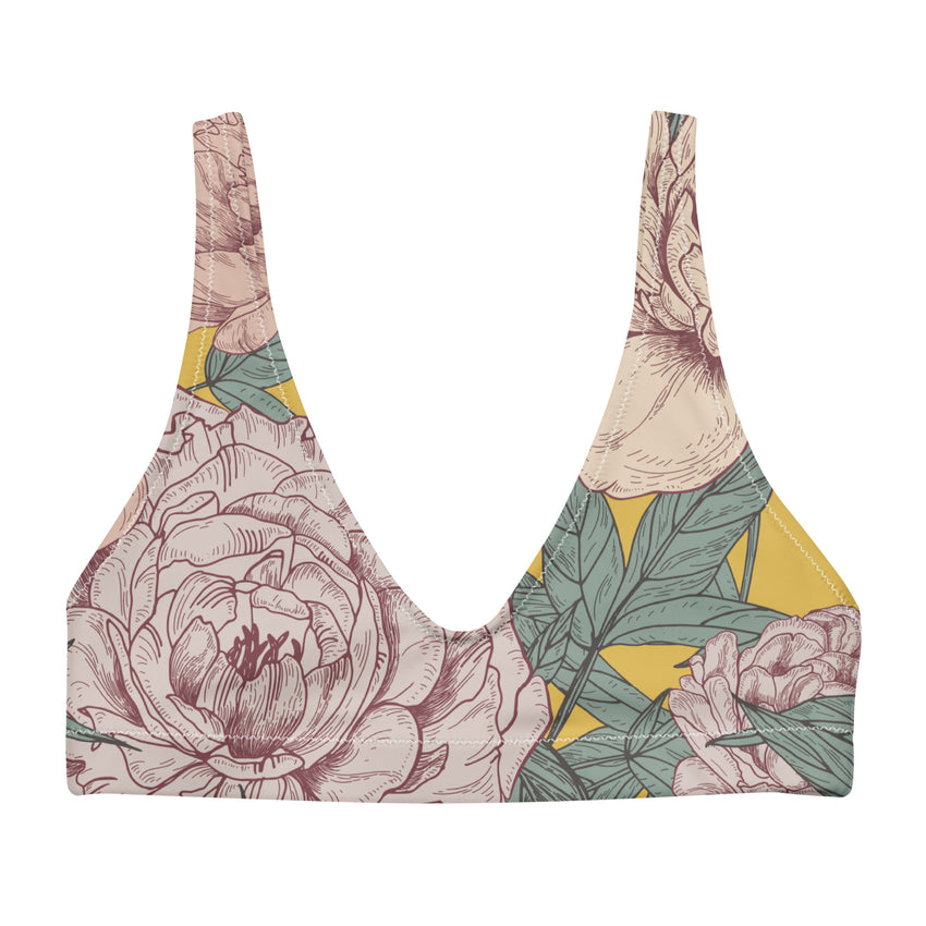 Multicolor floral print bikini top, designed exclusively for women who want to make a bold fashion statement at the beach or poolside. 