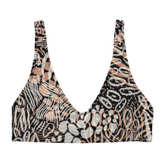 Animal print bikini top, designed exclusively for fashion-forward ladies who want to make a fierce statement by the pool or at the beach. 