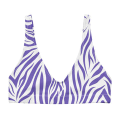 Get ready to make a fierce fashion statement at the beach or poolside with our Zebra Print Blue & White Bikini Top for women. 