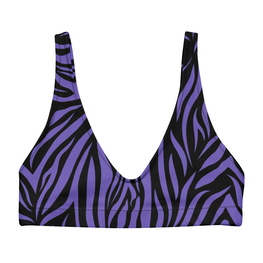 Blue Zebra Print Bikini Top Swimwear, a vibrant and eye-catching piece that effortlessly combines style and comfort. 
