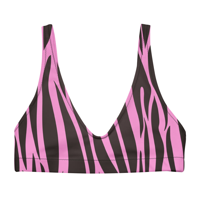 Zebra Print Bikini Bra Top for ladies, a perfect blend of fierce style and ultimate comfort. 