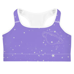 Introducing our White Star on Purple Sports Bra, a stylish blend of comfort and performance for your active lifestyle. 