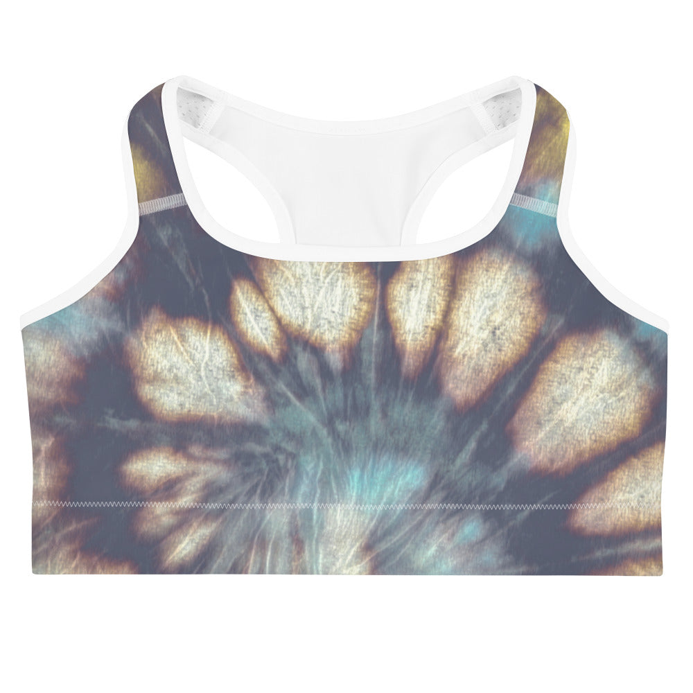 Introducing our Tie Dye Tech Sports Bra, a vibrant and versatile addition to your activewear collection. 