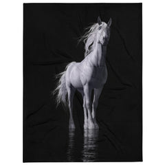 White horse print throw blanket