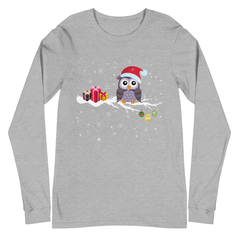 Cute Christmas Owl Long Sleeve Tee, lioness-love