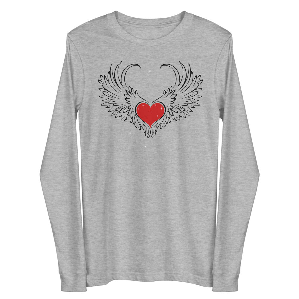 Heart with white wing long sleeve unisex t-shirt