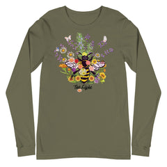 Bee & flower print unisex full sleeve tee