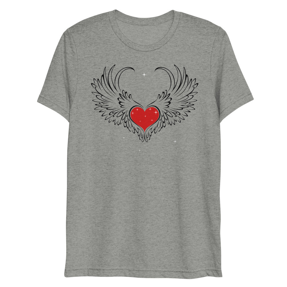 Red Heart with wings print unisex t-shirt