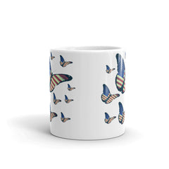 With its comfortable grip and durable construction, it's the perfect way to enjoy your favorite hot or cold beverages while appreciating the beauty and symbolism of butterflies and the American flag.