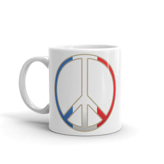 This ceramic mug features a striking peace symbol graphic that embodies peace, love, and harmony. 