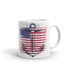 USA Flag on Anchor printed mug, a must-have for patriotic individuals who take pride in their American heritage. 