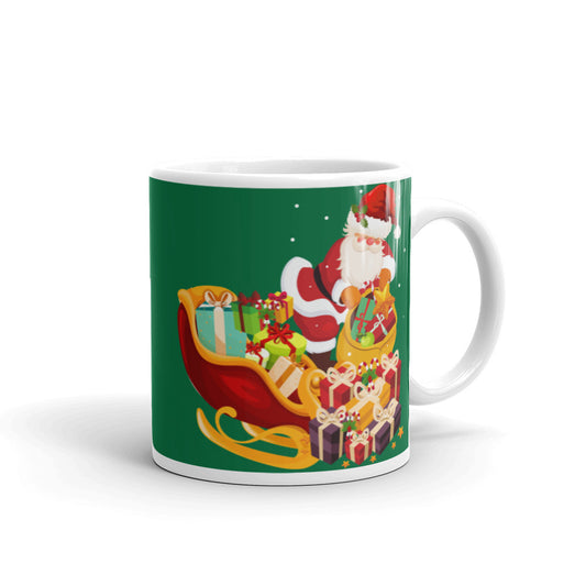 Santas Sled Christmas Green Mug, lioness love