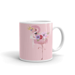 Pink Flamingo with Flowers Printed Mug, a delightful addition to your daily coffee routine.