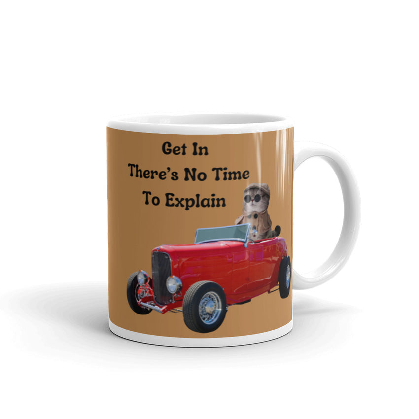 Cute Cat Driving Car Printed Mug, a delightful addition to your morning routine.