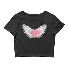 Angel heart with wings print crop top for girls