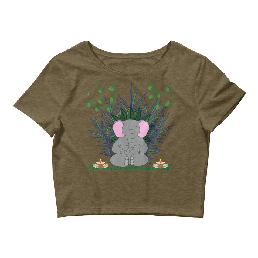 Meditating elephant crop top for girls fashion
