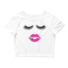 Lashes & lips print crop top for women