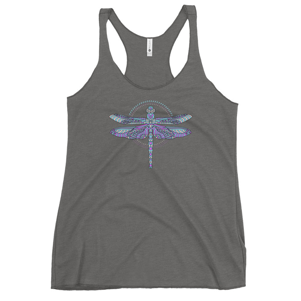 Dragonfly print racerback tank top for women