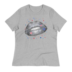 Lips with star print tee for women's fashions