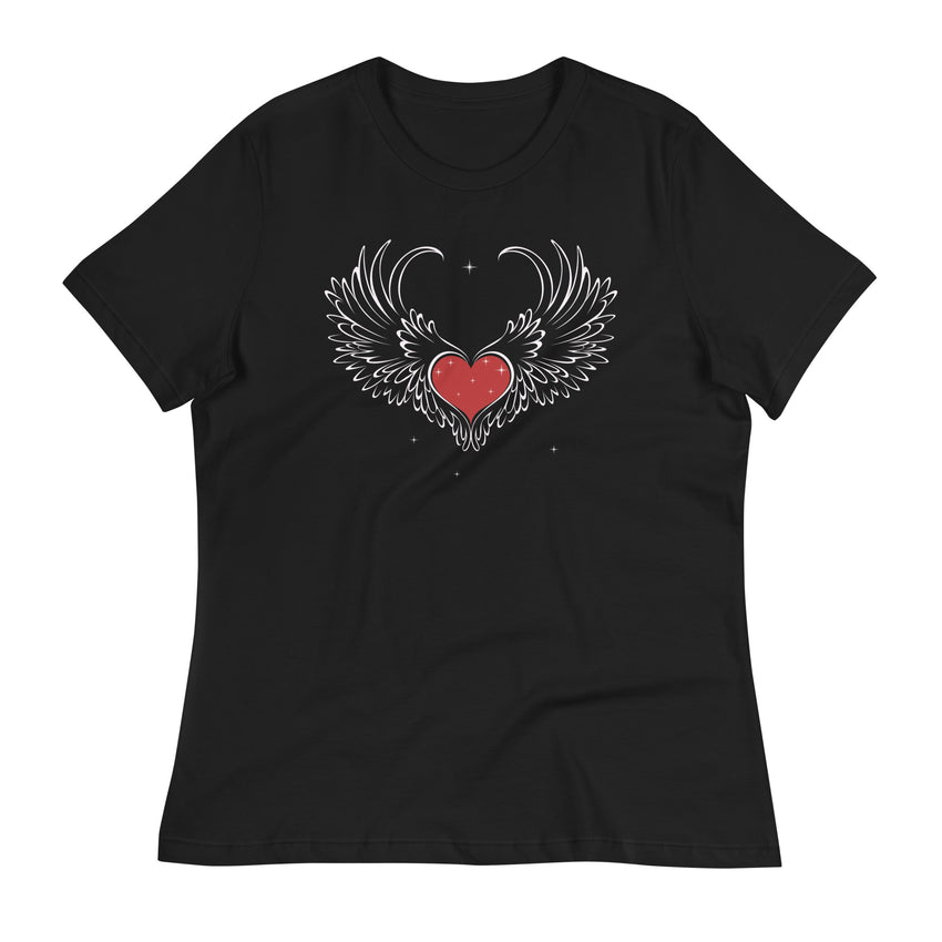 Heart with wings love t-shirt for women