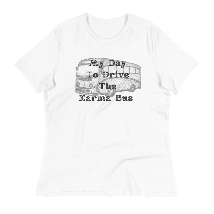 Driving karma bus t-shirts for women's fashion
